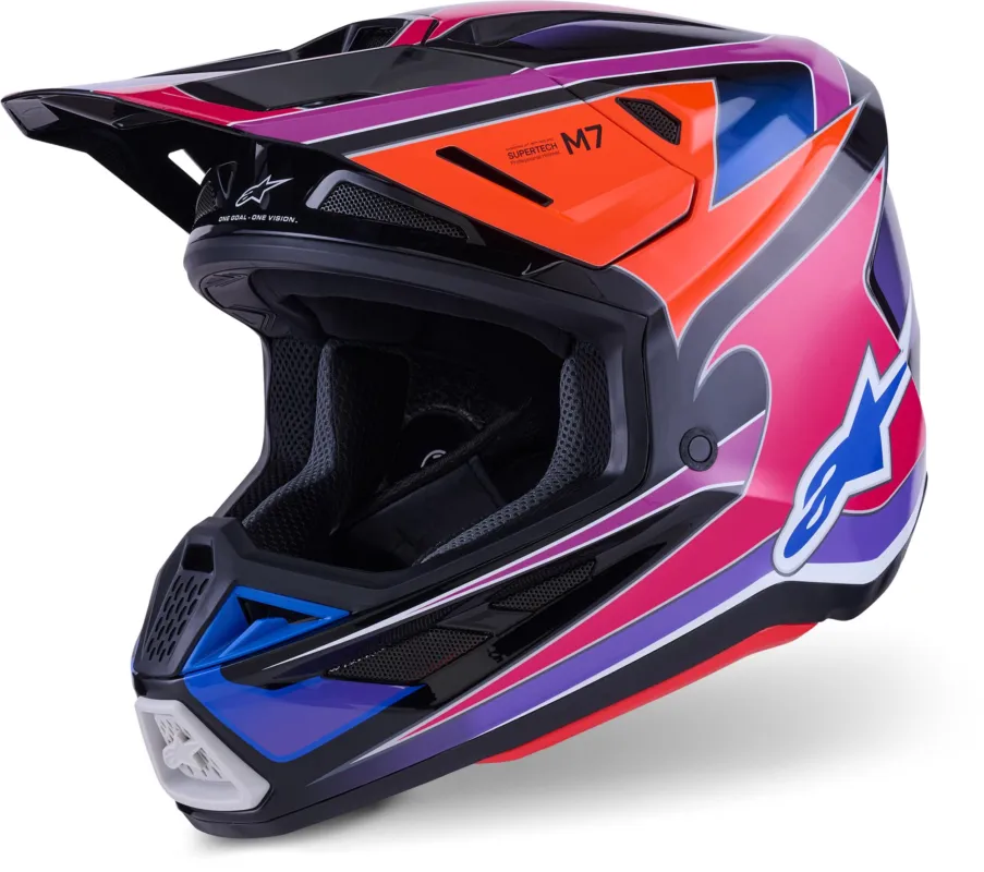 Akce Alpinestars S-M7 Fuse Motokrosová přilba modrá/fialová - XXL (63/64)