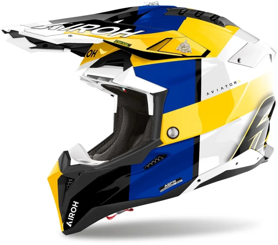 Airoh Aviator 3 Monarch Motokrosová přilba modrá/bílá/žlutá - L (59/60) Rychlé Dodání