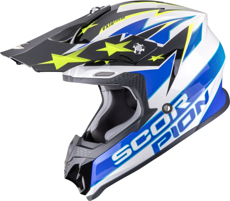 Koupit Online Scorpion VX-16 Evo Air Patriot Motokrosová přilba modrá/bílá/žlutá - S (55/56)