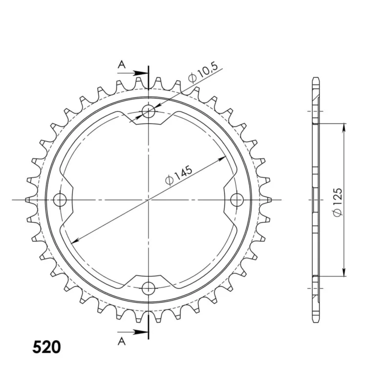 Přímo Od Výrobce Řetězová rozeta SUPERSPROX RFE-1857 39-BLK černý 39 zubů, 520