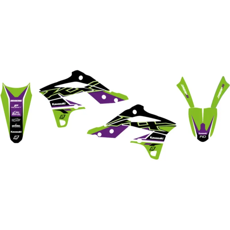 Akční Cena Kompletní sada nálepek na motorku, zelená-černá, Blackbird Dream 4 2421AB, Kawasaki KX 250 F 13-16