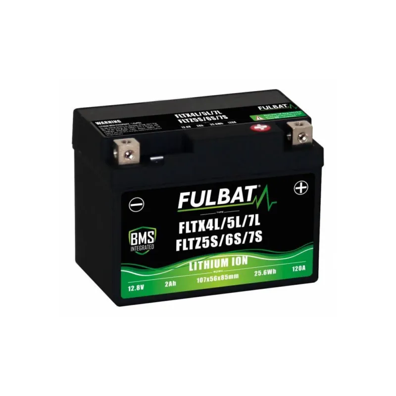 Koupit Online Lithiová baterie LiFePO4 (bez LCD) YTX4L-BS, YTX5L-BS, YTZ5S-BS, YTZ6S-BS FULBAT 12V, 2Ah, 120A, hmotnost 0,50 kg, 107x56x8