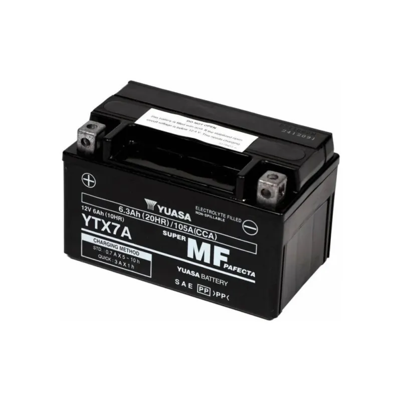 Omezená Nabídka Motobaterie 12V, YTX7A, 6,3Ah, 105A, bezúdržbová SUPER MF AGM 150x87x93, YUASA originál (aktivovaná ve výrobě)