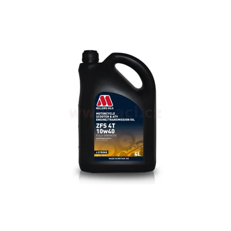 MILLERS OILS ZFS 10w40, plně syntetický olej pro 4T motory, vhodný pro aplikace s mokrou spojkou 4 l Nízká Cena